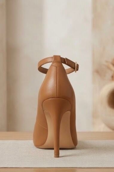 Taba Bilekten Bantlı Topuklu Stiletto Ayakkabı
